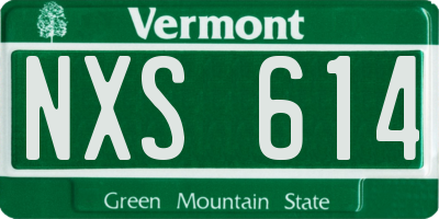 VT license plate NXS614