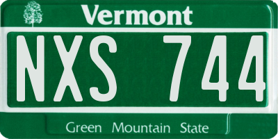 VT license plate NXS744