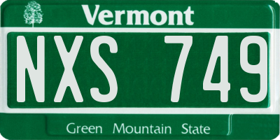 VT license plate NXS749