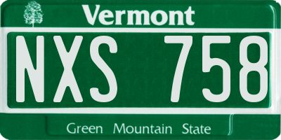 VT license plate NXS758