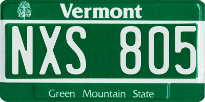 VT license plate NXS805