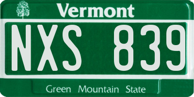 VT license plate NXS839
