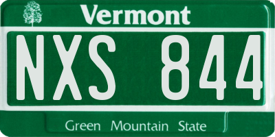 VT license plate NXS844