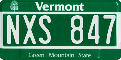 VT license plate NXS847