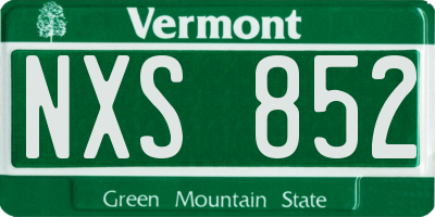 VT license plate NXS852