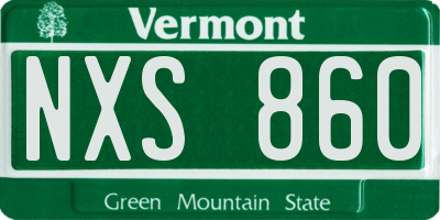 VT license plate NXS860
