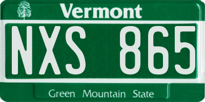 VT license plate NXS865