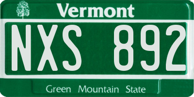 VT license plate NXS892