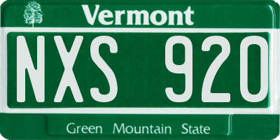 VT license plate NXS920