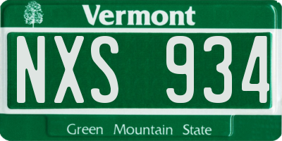 VT license plate NXS934