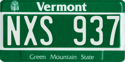 VT license plate NXS937