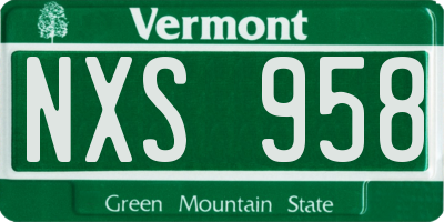 VT license plate NXS958