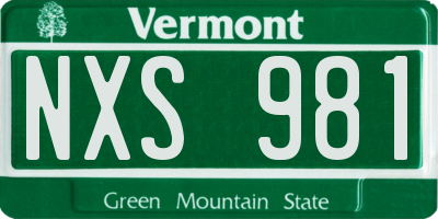 VT license plate NXS981