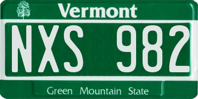 VT license plate NXS982