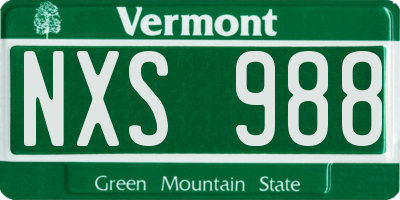 VT license plate NXS988
