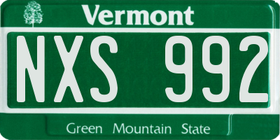 VT license plate NXS992