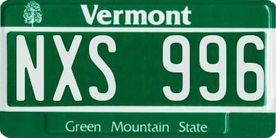 VT license plate NXS996