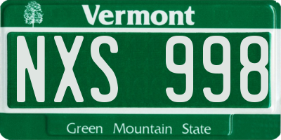 VT license plate NXS998