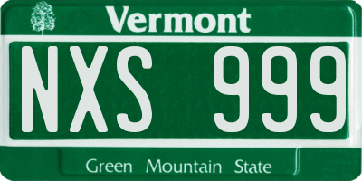 VT license plate NXS999