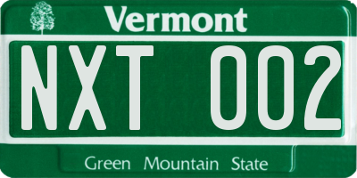VT license plate NXT002