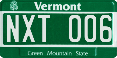 VT license plate NXT006