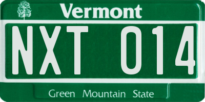 VT license plate NXT014