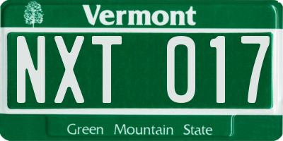 VT license plate NXT017