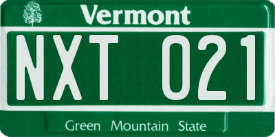 VT license plate NXT021