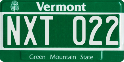 VT license plate NXT022