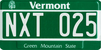 VT license plate NXT025