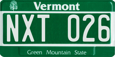 VT license plate NXT026