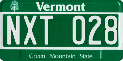 VT license plate NXT028