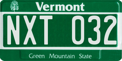 VT license plate NXT032