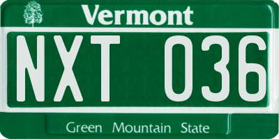 VT license plate NXT036