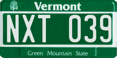 VT license plate NXT039
