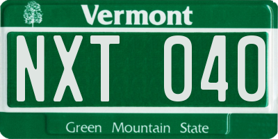 VT license plate NXT040
