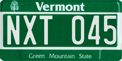 VT license plate NXT045