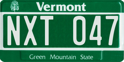 VT license plate NXT047