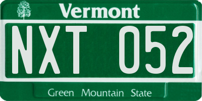 VT license plate NXT052