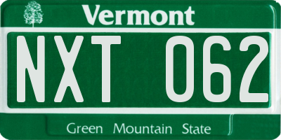 VT license plate NXT062
