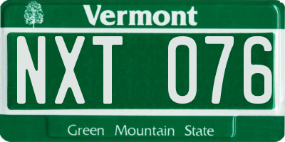VT license plate NXT076