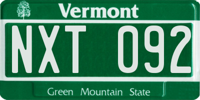 VT license plate NXT092