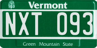 VT license plate NXT093