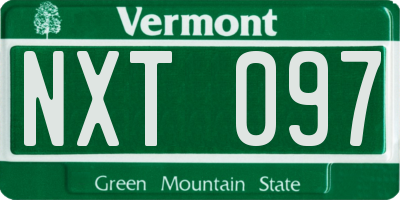 VT license plate NXT097