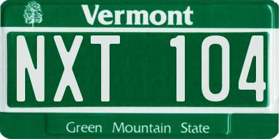 VT license plate NXT104