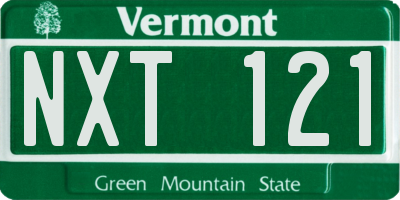 VT license plate NXT121