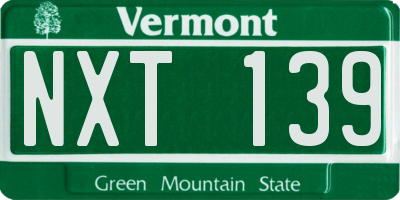 VT license plate NXT139
