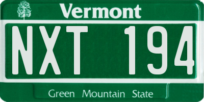 VT license plate NXT194