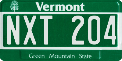 VT license plate NXT204