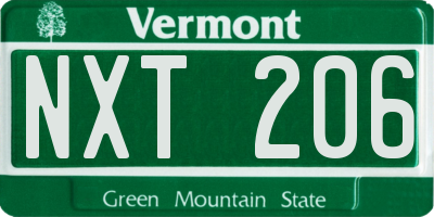 VT license plate NXT206